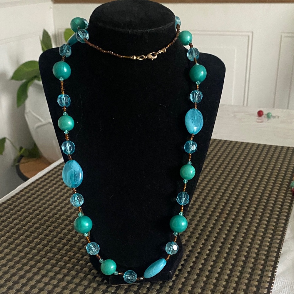 Handcrafted Turquoise Bead Necklace - Women's Blue-Green Statement Jewelry